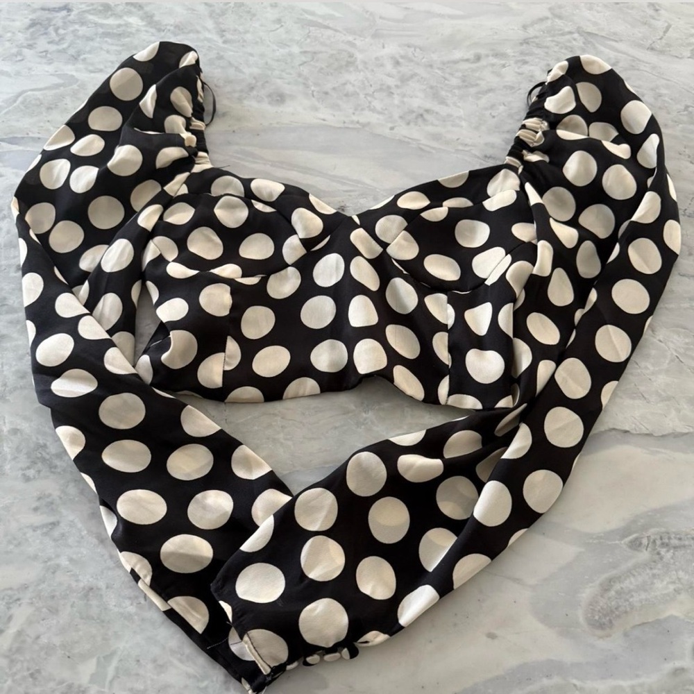 Mango Black and White Polka Dot crop top